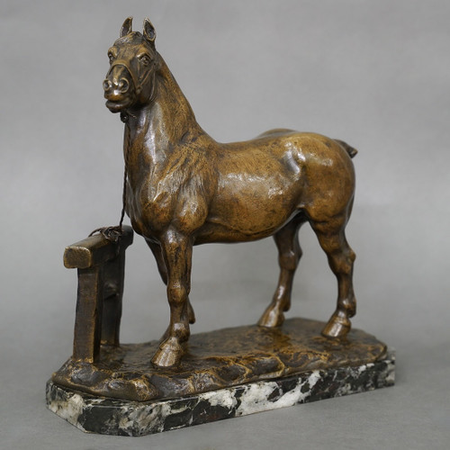 Skulptur - Percheron-Pferd , René Maxime Choquet (1872-1958) - Bronze