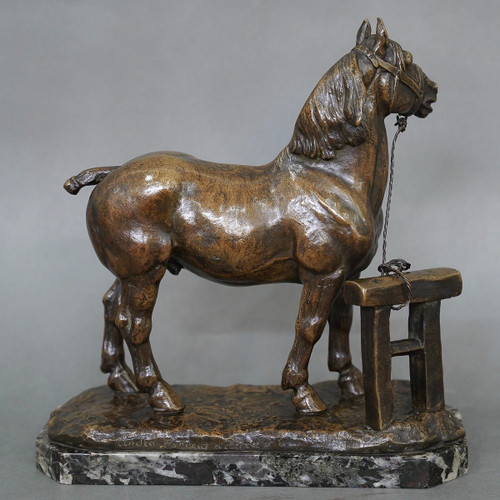 Skulptur - Percheron-Pferd , René Maxime Choquet (1872-1958) - Bronze