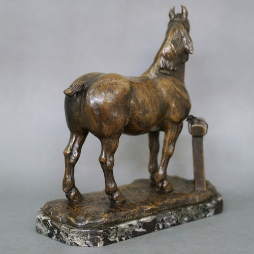 Skulptur - Percheron-Pferd , René Maxime Choquet (1872-1958) - Bronze