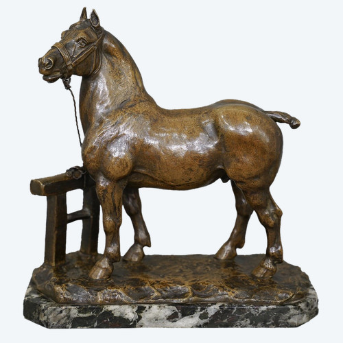 Skulptur - Percheron-Pferd , René Maxime Choquet (1872-1958) - Bronze