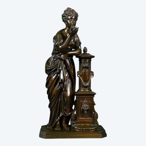 Bronzo "Demoiselle à la Fontaine", firmato E.Bruchon - Metà del XIX secolo