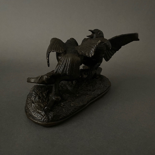 Bronze XIXe représentant un couple d'oiseaux par Chanhomme 1850