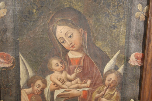 Late 18th Century Hispanic School Virgin and Child