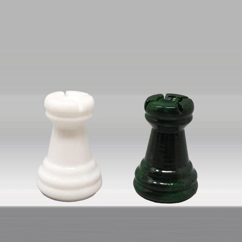 1970s Gorgeous Green and White Chess Set in Volterra Alabaster Handmade Made in Italy