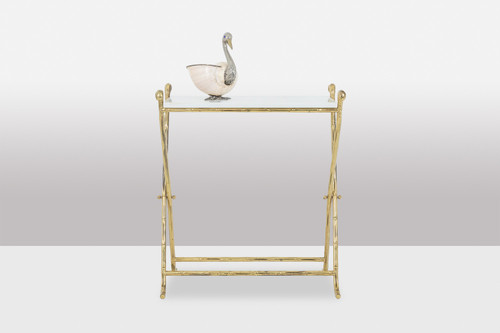 Jansen. Console in gilded brass and white marble. Circa 1970. LS4683607U