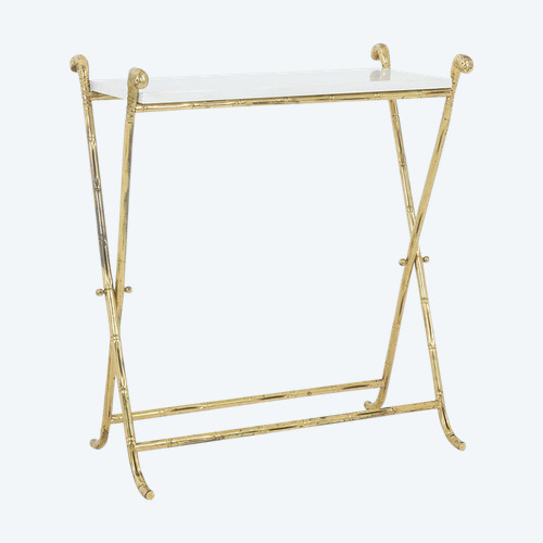 Jansen. Console in gilded brass and white marble. Circa 1970. LS4683607U