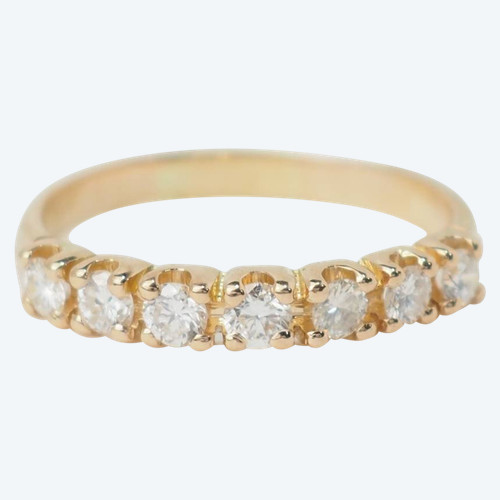 Half wedding ring in yellow gold and diamonds