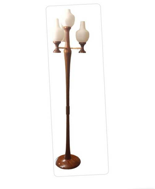 Lampada da terra in teak a 4 luci