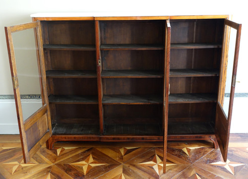 Bücherregal, Intarsienvitrine aus der Zeit von Louis XVI - 182cm x 133cm x 31cm