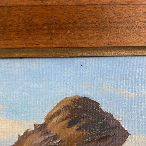 Olio su tavola di E. Stefanski Les Rochers de Sion inizio XX secolo