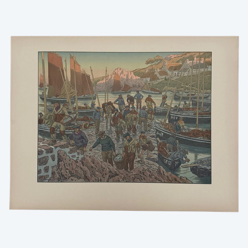 Lithografie von Henri Rivière Au Vent de Noroît - Le Port