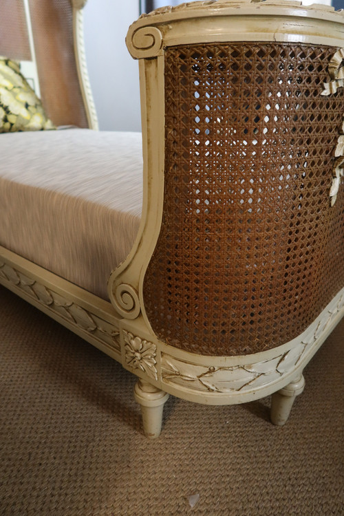 Pair of Louis XVI style caned beds