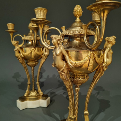 Rare pair of Athenian candelabras, late 18th century.