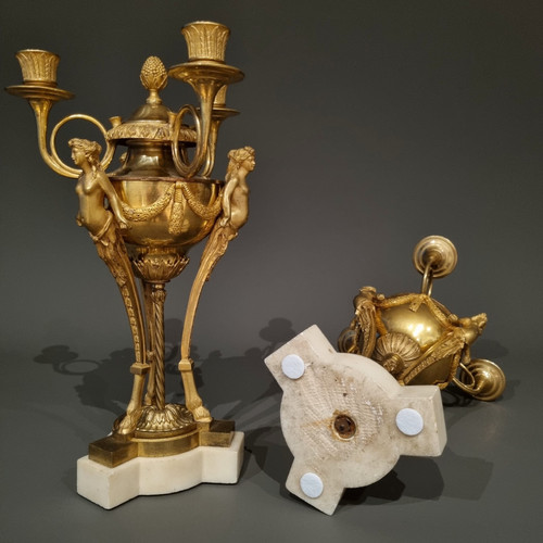 Rare pair of Athenian candelabras, late 18th century.