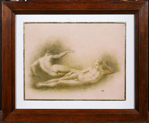 Gaston GOOR 1902-1977 Deux jeunes hommes nus, dessin, crayon sur papier, 1945