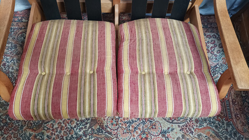 Vintage oak 2-seater bench and footrest