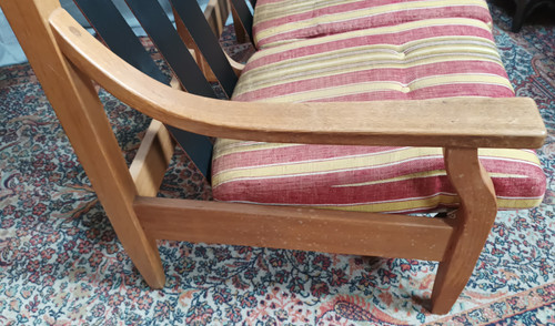 Vintage oak 2-seater bench and footrest