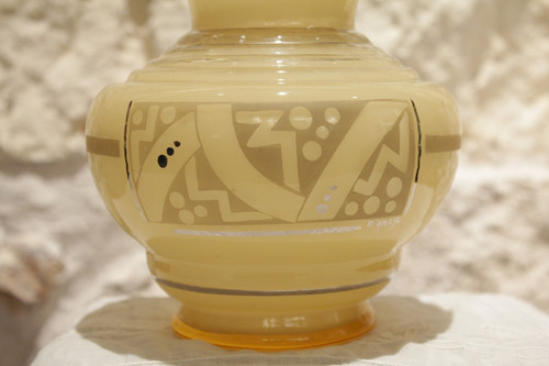 Vaso in vetro firmato D'Argyl 1930 circa, Art Déco