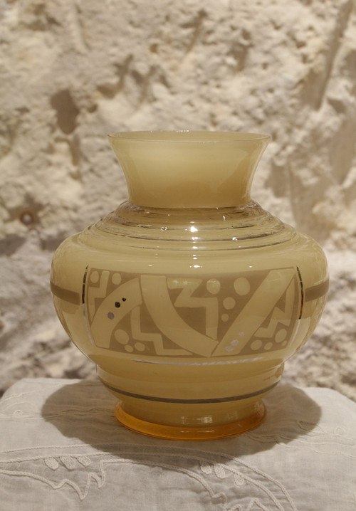 Vaso in vetro firmato D'Argyl 1930 circa, Art Déco