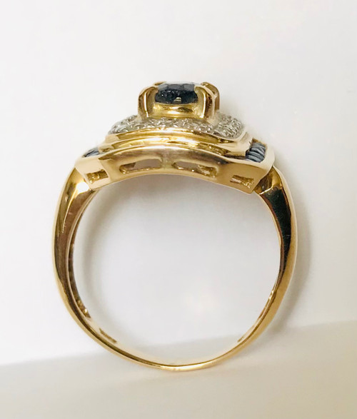 Gold cocktail ring with sapphires and diamonds