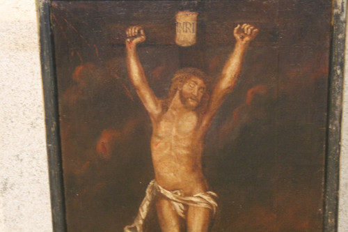 Oil on canvas Christ on the cross late 17th century d: 83.5 x 52.5 cm