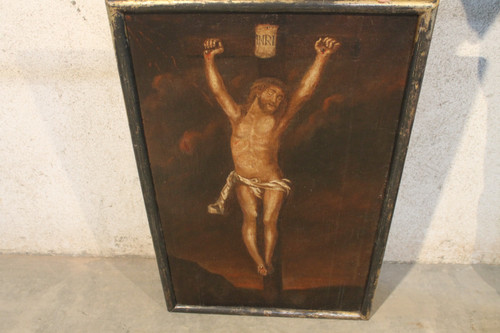 Oil on canvas Christ on the cross late 17th century d: 83.5 x 52.5 cm