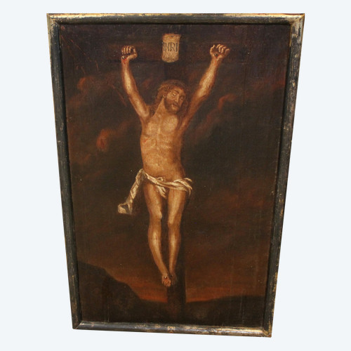 Oil on canvas Christ on the cross late 17th century d: 83.5 x 52.5 cm