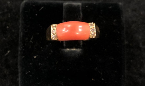 Coral diamond ring