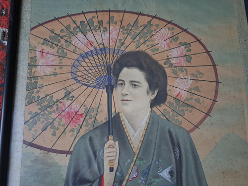 Dlg Jirokichi Kasagi , Ritratto di donna giapponese, inchiostro e colori su seta, inizio XX secolo.