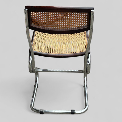 Suite De Quatre Chaises Tubulaires Vintage Italie Style Bauhaus Marcel Breuer Vers 1970