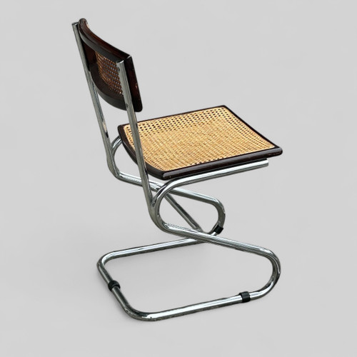 Suite De Quatre Chaises Tubulaires Vintage Italie Style Bauhaus Marcel Breuer Vers 1970