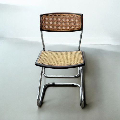 Suite De Quatre Chaises Tubulaires Vintage Italie Style Bauhaus Marcel Breuer Vers 1970