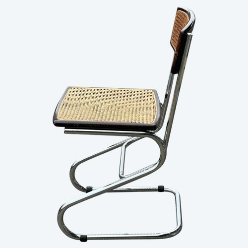 Suite De Quatre Chaises Tubulaires Vintage Italie Style Bauhaus Marcel Breuer Vers 1970