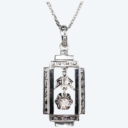 Art Deco Diamond Pendant, 18-carat white gold.