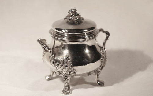 Solid silver sugar pot  450 g 19th century