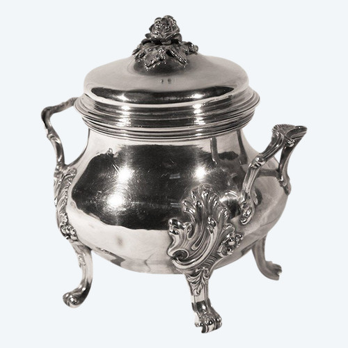 Solid silver sugar pot  450 g 19th century