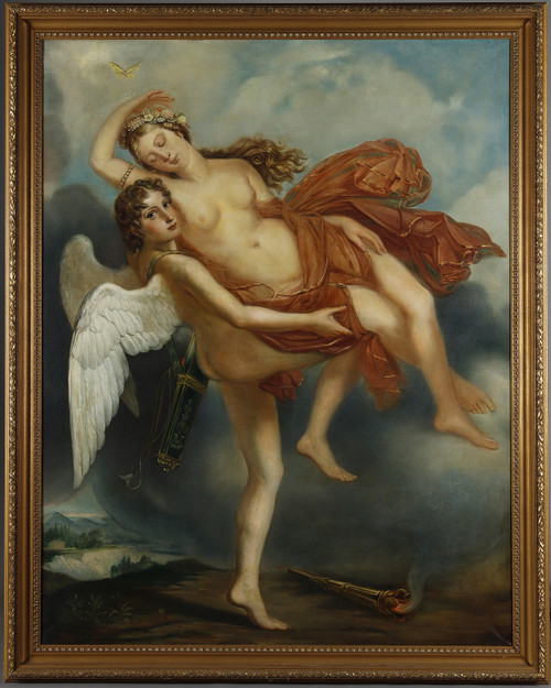 Quadro molto grande di Psiche e Amore della scuola neoclassica francese