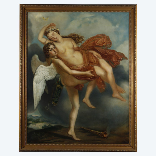 Quadro molto grande di Psiche e Amore della scuola neoclassica francese