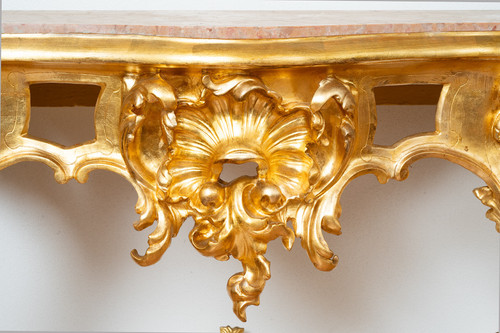 Antique Gilded And Carved Wood Console. 19th Century.