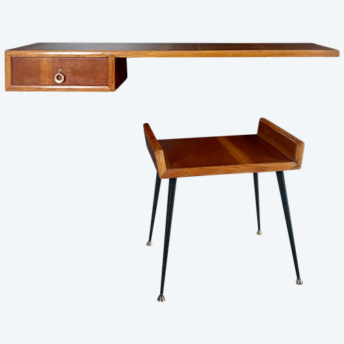 Console-bureau avec son tabouret, Italie années 50