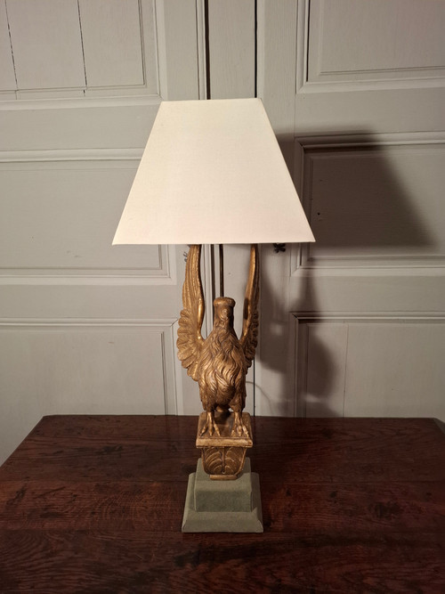 Lampe aigle en bois doré d’époque XIXème siècle.