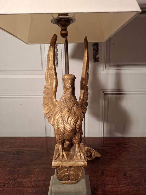 Lampe aigle en bois doré d’époque XIXème siècle.