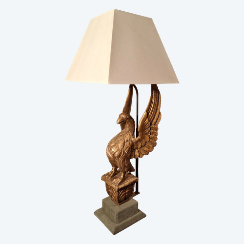 Lampe aigle en bois doré d’époque XIXème siècle.