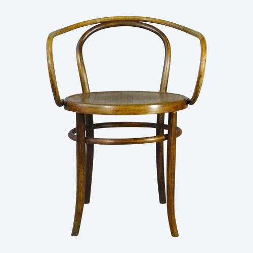 Fauteuil bistrot Fischel Le Corbusier, vers 1925 assise bois blonde, no Thonet