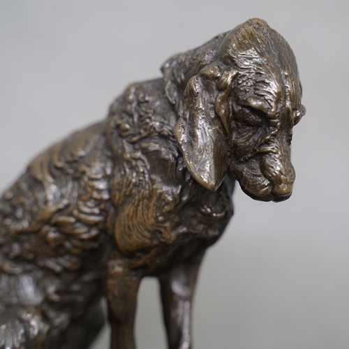 Sculpture - Sitting Terrier Dog , Emmanuel Fremiet (1824-1910) - Bronze