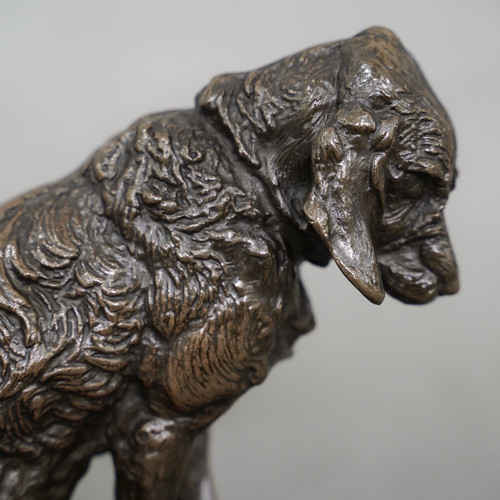 Sculpture - Sitting Terrier Dog , Emmanuel Fremiet (1824-1910) - Bronze