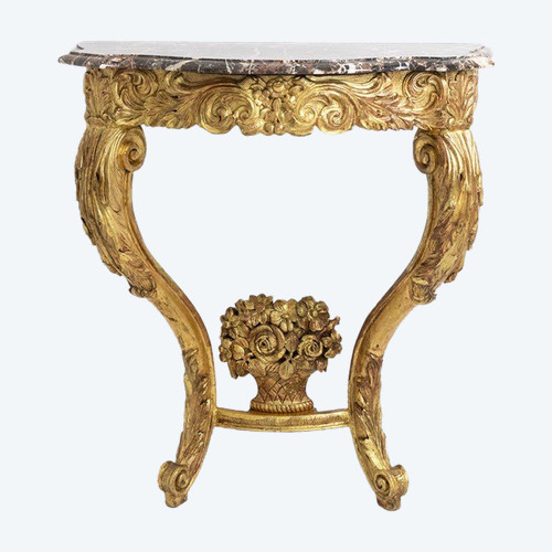 Louis XV period carved and gilded wooden console. Circa 1880. LS5871738A