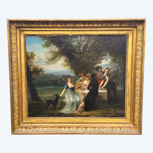 Country Picnic, Framed Hst, Early 19th Century