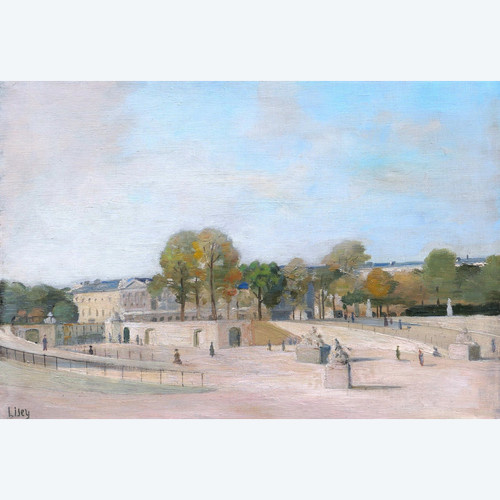 French School Circa 1930, Lively View Of The Tuileries Garden At The Fer à Cheval