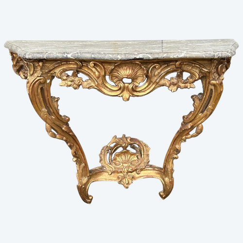 Louis XV Period Gilded Wood Console - 18th Century